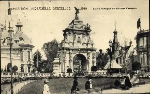 Ak Bruxelles Brüssel, Exposition Universelle 1910, Entrée Principale de Bruxelles Kermesse