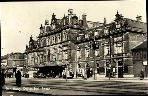 Ak Den Haag Südholland Niederlande, Station Holl. Spoor