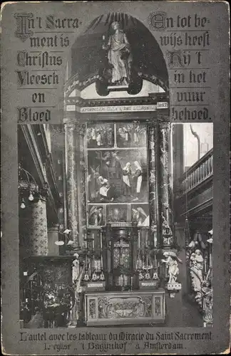Ak Amsterdam Nordholland Niederlande, Altaar en H. Mirakelvoorstelling in de Kerk v/h Bagijnhof