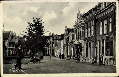 Ak Sneek Súdwest Fryslân Friesland Niederlande, Hoogend, Straßenpartie, Geschäfte