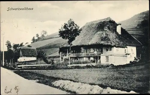 Ak Schwarzwaldhaus, Bauernhaus, Dorfpartie