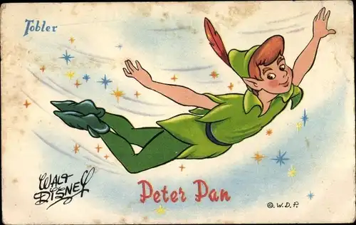 Ak Walt Disney, Peter Pan, Chocolats Tobler, Reklame