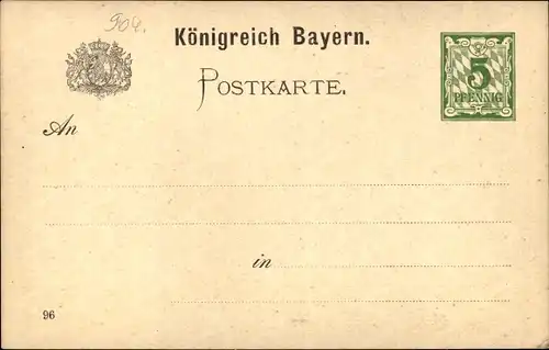 Ganzsachen Ak Nürnberg in Mittelfranken Bayern, Bayerische Landesausstellung 1896