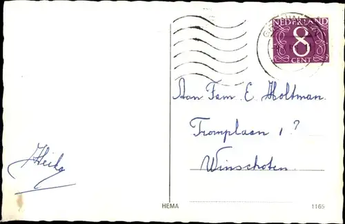 Ak Groningen Niederlande, Station, Statue