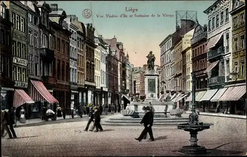 Ak Liège Lüttich Wallonien, Vue Vinave d'Ile et fontaine de la Vierge, Geschäfte