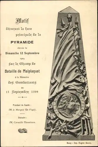 Ak Belgien, Motif decorant la face principale de la Pyramide elevee le Dimanche 12 Septembre 1909