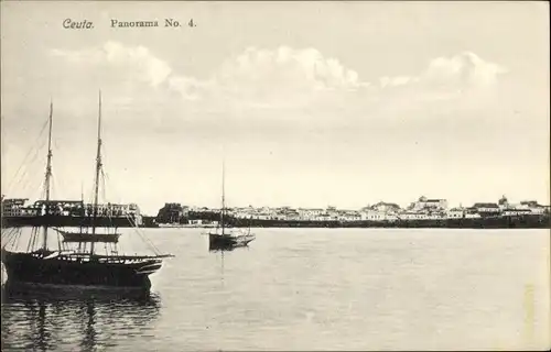 Ak Ceuta Spanien, Panorama No 4, Boot