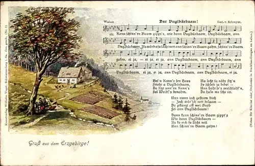 Lied Ak Vogel, Wilhelm, Dar Vuglbärbaam, Landschaftsidylle, Erzgebirge