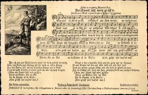 Lied Ak Mei Kamil läßt mich grüßen, Mundart, Trachten Erzgebirge