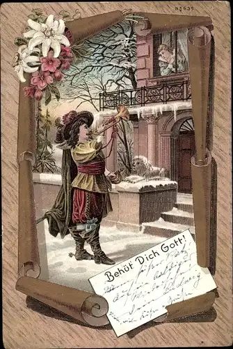 Litho Behüt Dich Gott, Trompeter von Säckingen, Edelweiß