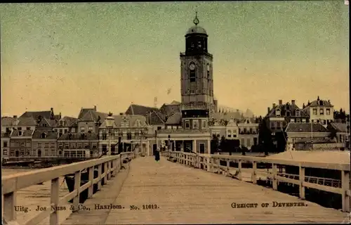 Ak Deventer Overijssel Niederlande, Stadt von der Brücke aus gesehen