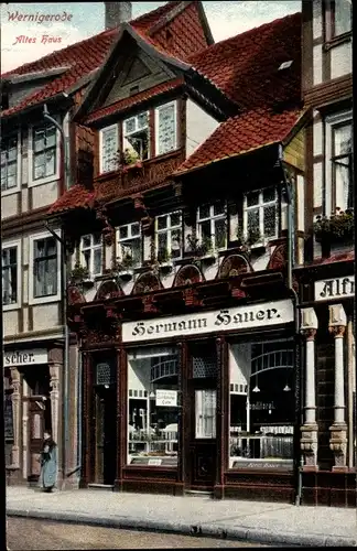 Ak Wernigerode Harz, Geschäft Hermann Hauer, Altes Haus