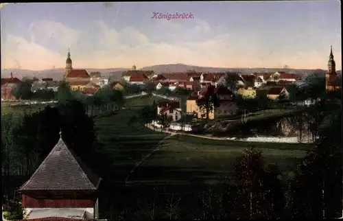 Ak Königsbrück in der Oberlausitz, Blick auf den Ort, Häuser, Kirche