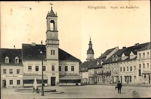 Ak Königsbrück in der Oberlausitz, Markt, Ratskeller, Polizei Wache