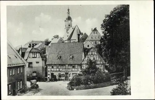 Ak Wechselburg in Sachsen, Dorfidyll, Gasthof, Kirche