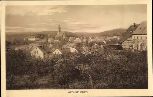 Ak Wechselburg in Sachsen, Teilansicht, Kirche, Schloss