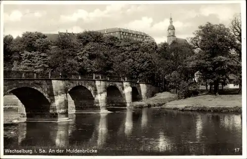 Ak Wechselburg Sachsen, Muldenbrücke, Schloss, Kirche