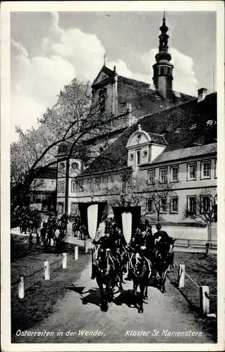 Ak Panschwitz Kuckau in der Oberlausitz, Osterreiten in der Wendei, Kloster St. Marienstern