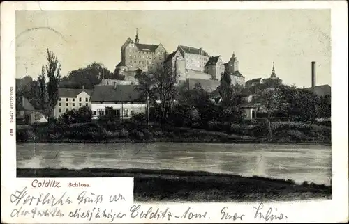 Ak Colditz in Sachsen, Schloss vom Muldenufer gesehen
