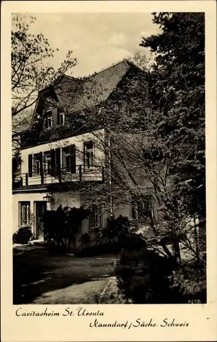 Ak Naundorf Struppen Sächs. Schweiz, Caritasheim St. Ursula, Außenansicht mit Balkon