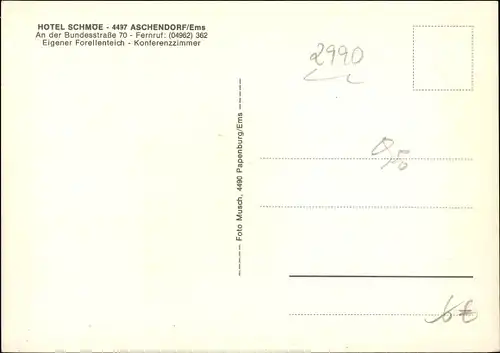 Ak Aschendorf Papenburg im Emsland, Hotel Schmoe