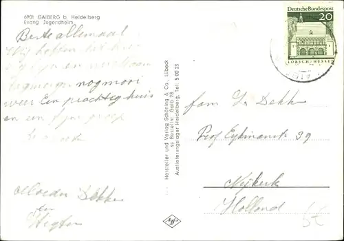 Ak Gaiberg b. Heidelberg, Evangelisches Jugendheim, Totalansicht, Speiseraum, Ortsansicht