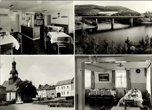 Ak Gräfenwarth Schleiz im Vogtland Thüringen, Kirche, Gaststätte zur Post, Innenansicht, Stausee