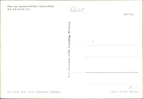 Ak Reudnitz Mohlsdorf Teichwolframsdorf Thüringen, Haus der Landeskirchlichen Gemeinschaft