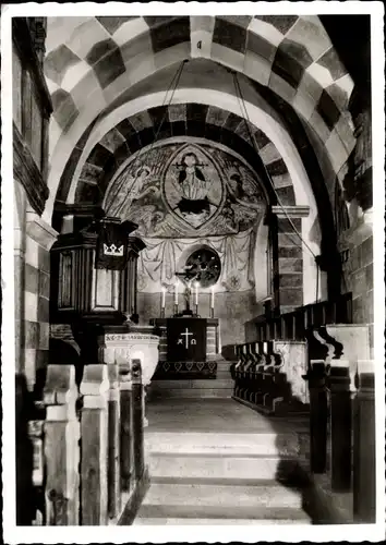 Ak Urphar Wertheim am Main, Jakobuskirche, Innenansicht, Altar, 1000jährige Wehrkirche