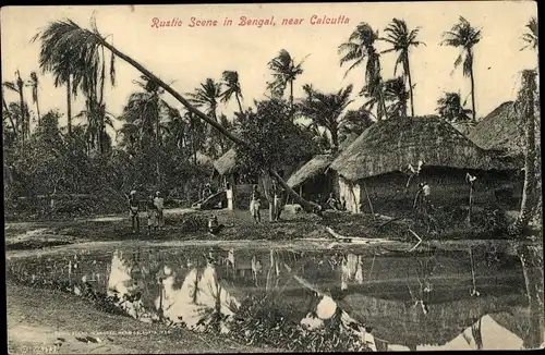 Ak Calcutta Kolkata Kalkutta Indien, Rustic Scene in Bengal