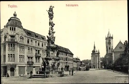 Ak Teplitz Region Aussig, Schlossplatz