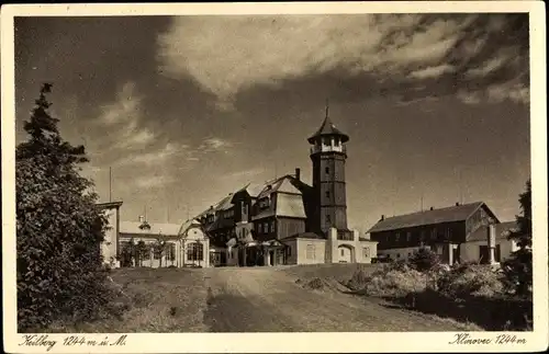 Ak Klínovec Keilberg Erzgebirge Reg. Karlsbad, Panorama von Südwesten, Keilberghotel