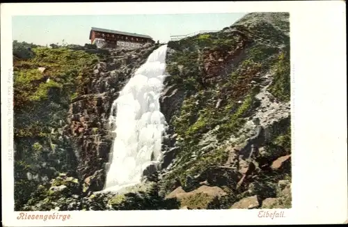 Litho Špindlerův Mlýn Spindlermühle Riesengebirge Reg. Königgrätz, Labská bouda, Elbfallbaude