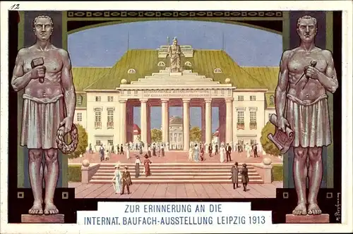 Künstler Ak Leipzig in Sachsen, Internationale Baufachausstellung 1913, Eingang, Reitzenhainer Str.