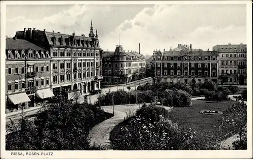 Ak Riesa an der Elbe Sachsen, Rosen-Platz