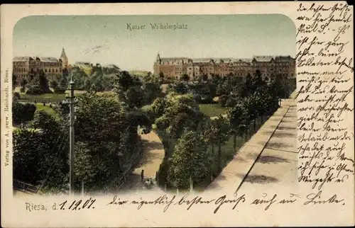 Ak Riesa an der Elbe Sachsen, Kaiser-Wilhelm-Platz