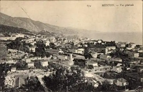 Ak Menton Alpes Maritimes, Gesamtansicht