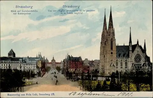 Ak Strasbourg Straßburg Elsass Bas Rhin, Garnisonkirche mit Kaiserpalast