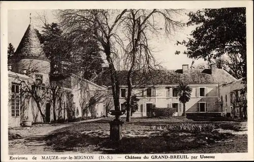 Ak Mauzé sur le Mignon Deux Sèvres, Château du Grand Breuil, par Usseau