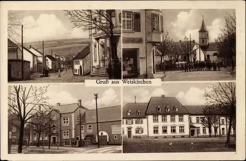 Ak Weiskirchen im Saarland, Straßenpartie, Hotel Hofhaus, Kirche