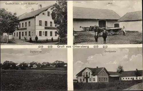 Ak Ottersberg Pliening Oberbayern, Gasthof, Dorfpartie, Hof