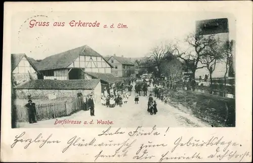 Ak Erkerode Niedersachsen, Dorfstraße an der Waabe