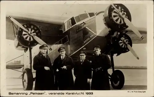 Ak Pelikaan, Royal Mail, Bemanning Kerstvlucht, Weihnachten 1933, Britisches Postflugzeug, Piloten