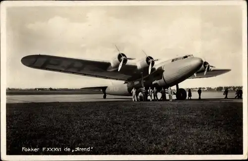 Ak Niederländisches Verkehrsflugzeug, KLM, verkeersvliegtuig de Arend, Fokker FXXXVI