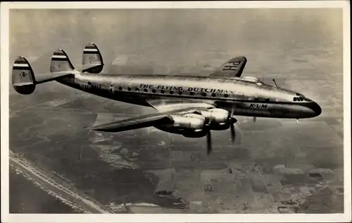 Ak Niederländisches Passagierflugzeug, The Flying Dutchman, KLM, Lockheed constellation
