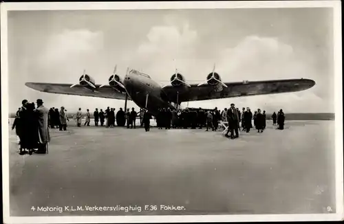 Ak Niederländisches Passagierflugzeug, KLM, Fokker F 36