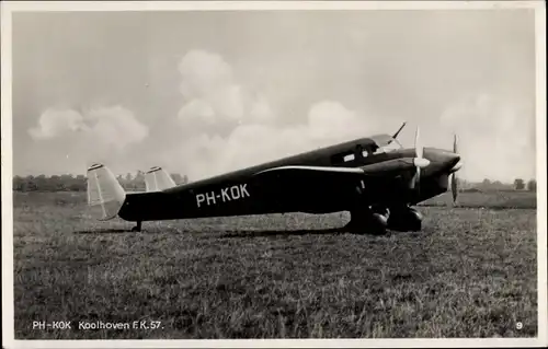 Ak Niederländisches Passagierflugzeug, PH KOK Koolhoven FK 57