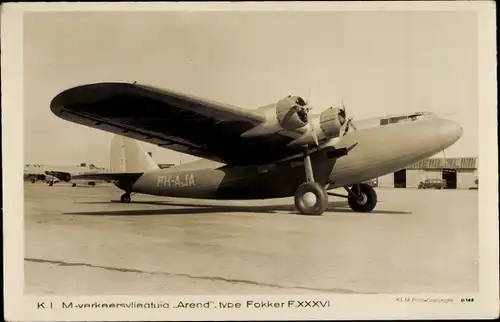 Ak Niederländisches Verkehrsflugzeug, KLM, PH AJA, Fokker F XXXVI