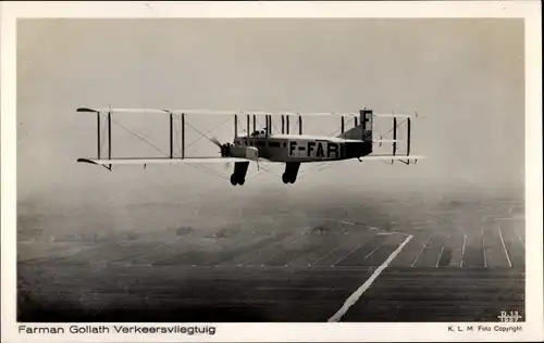 Ak Verkehrsflugzeug Farman Goliath, F FAR, Doppeldecker