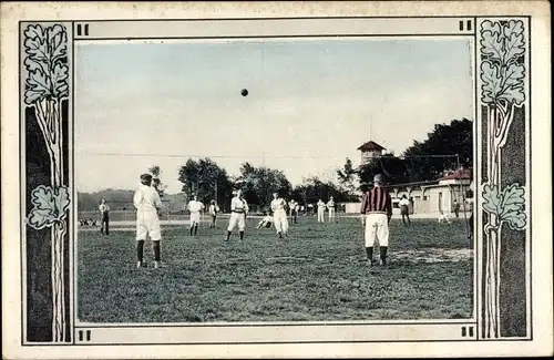 Jugendstil Passepartout Ak Männer beim Volleyball